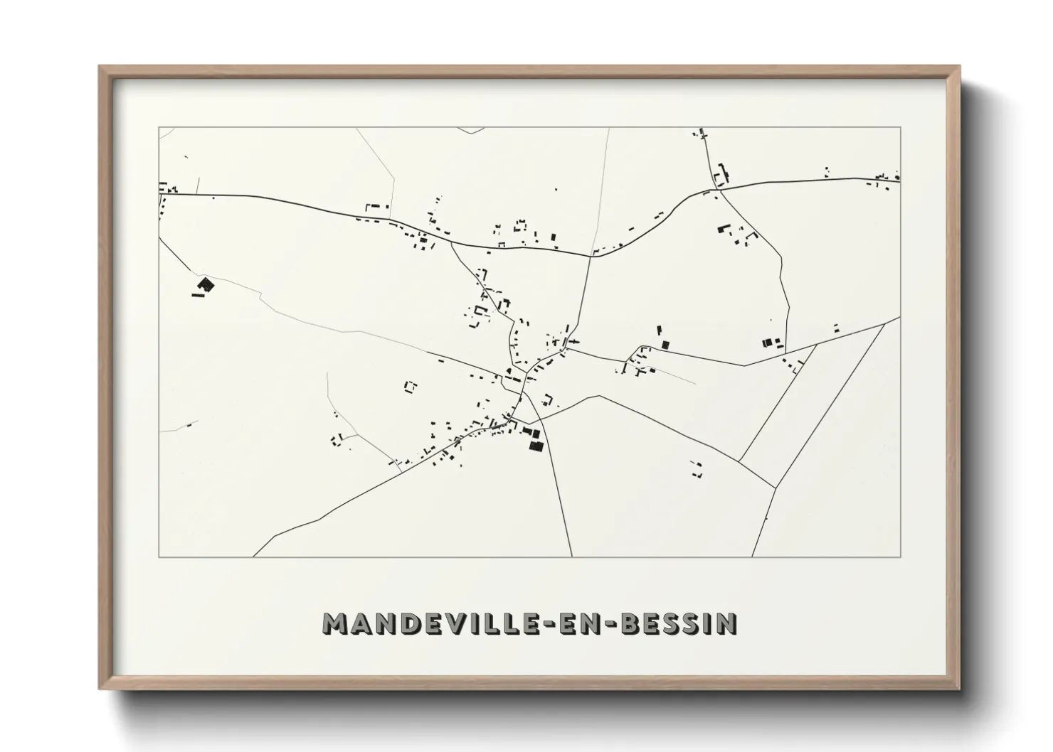 Une affiche de carte sur Mandeville-en-Bessin