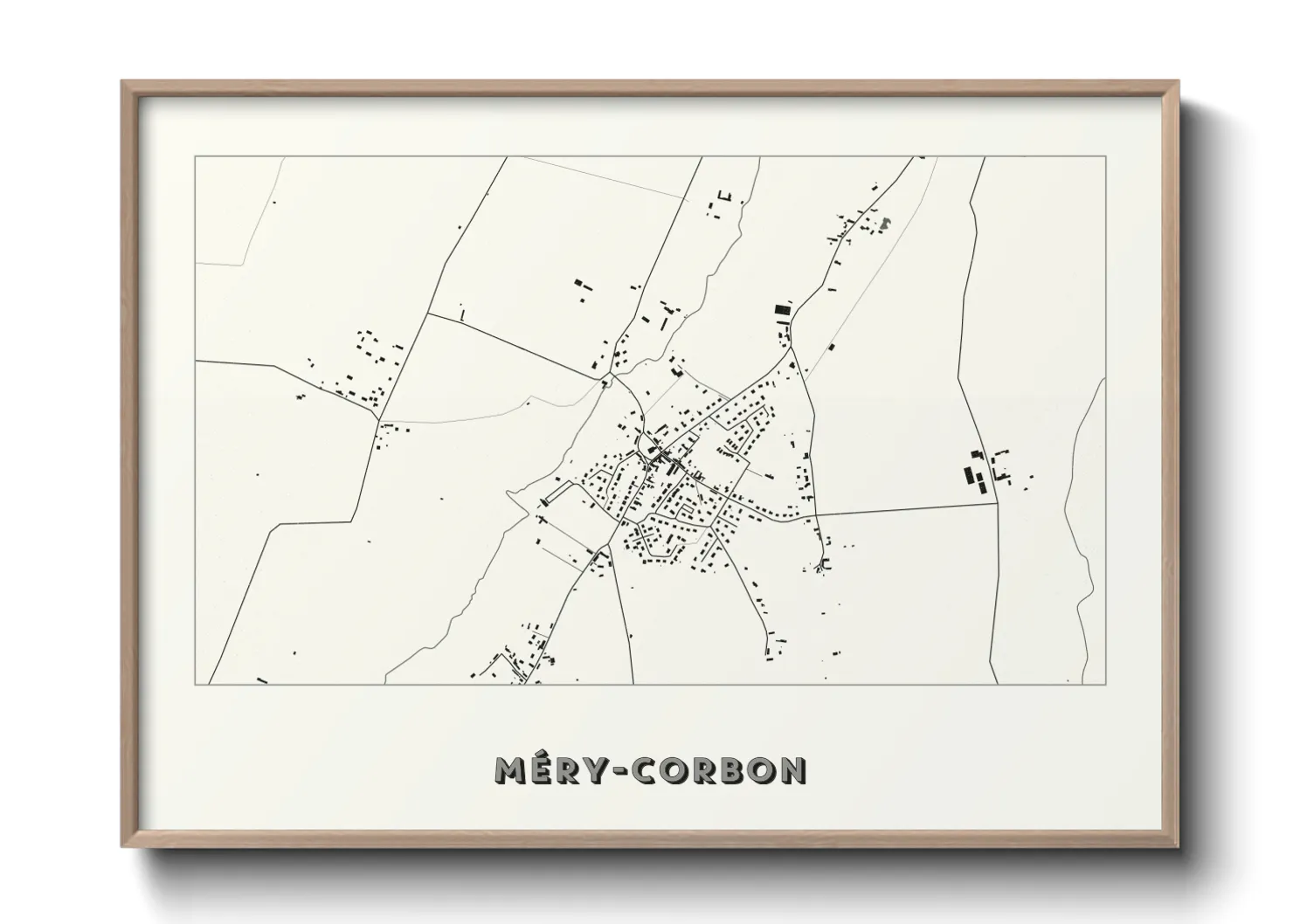 Une affiche de carte sur Méry-Corbon