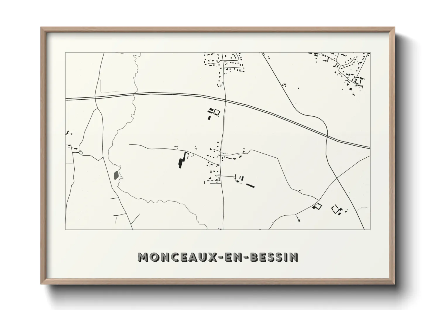 Une affiche de carte sur Monceaux-en-Bessin