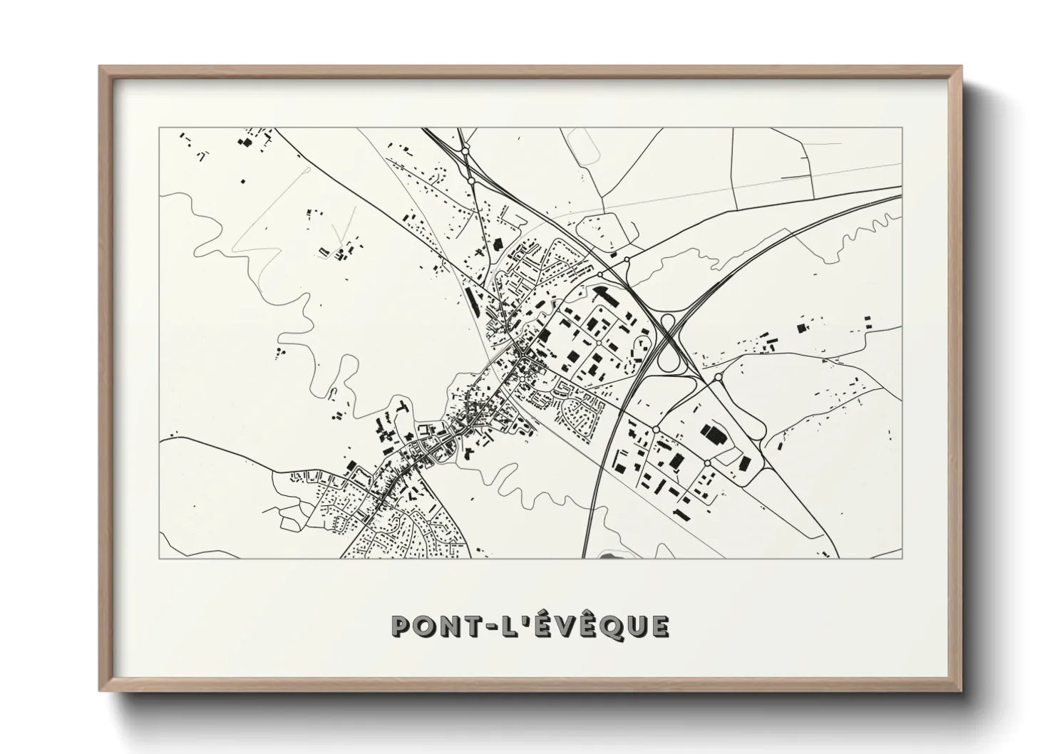 Une affiche de carte sur Pont-l'Évêque