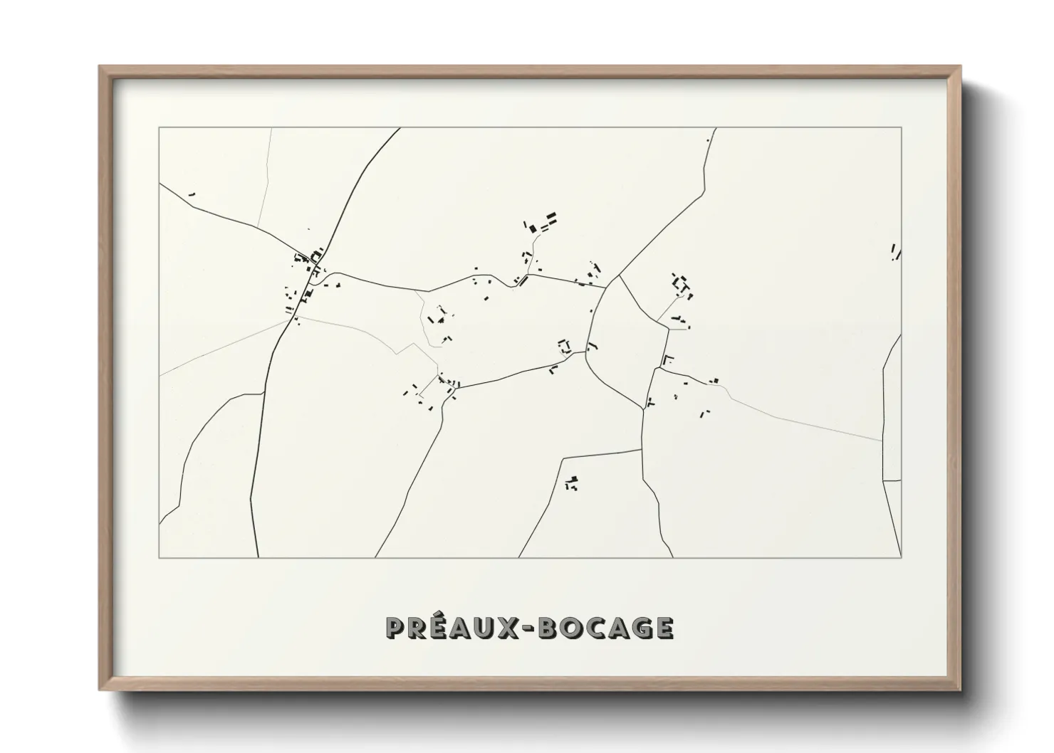 Une affiche de carte sur Préaux-Bocage