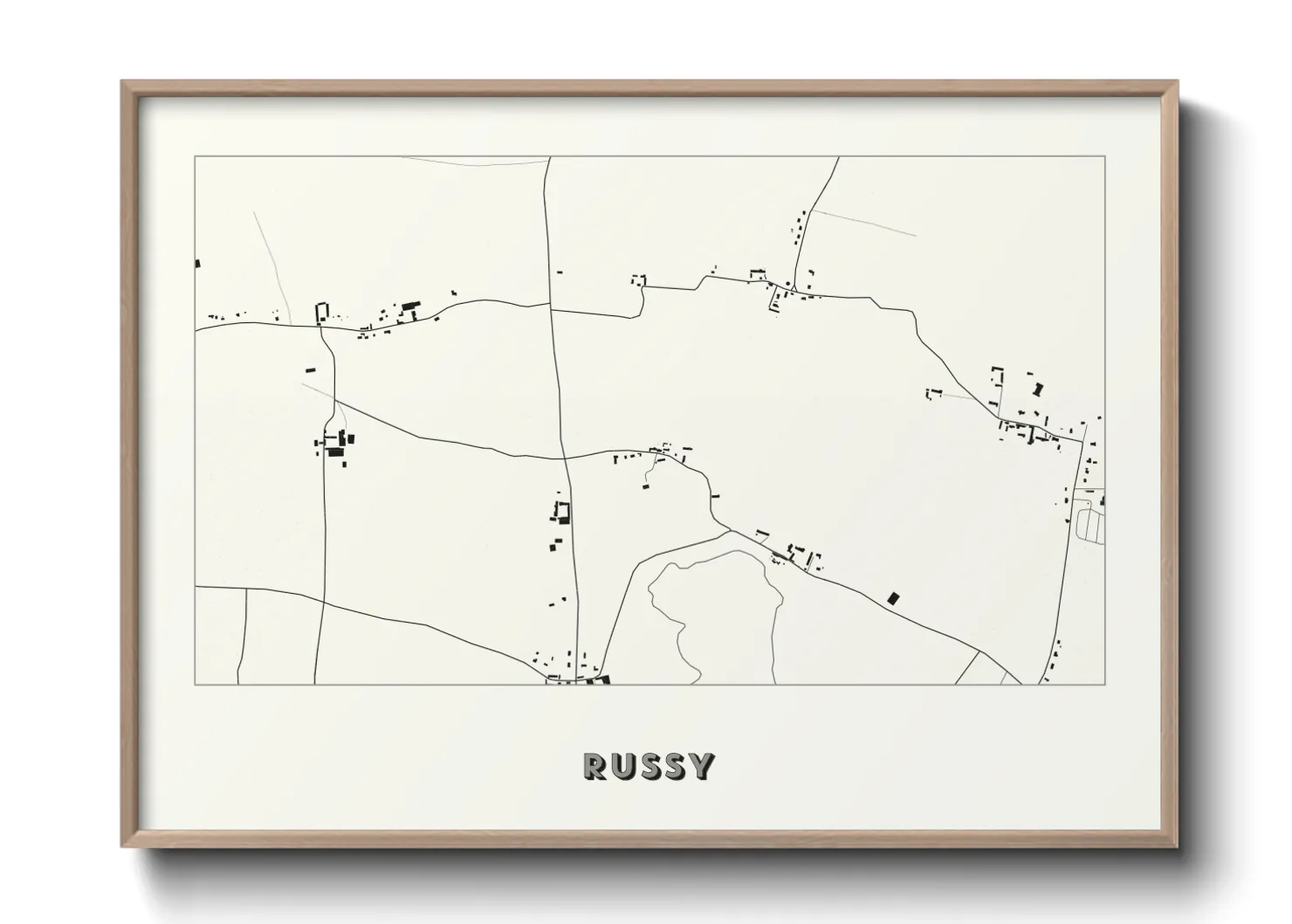 Une affiche de carte sur Russy