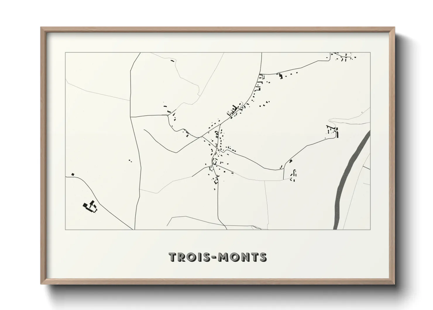 Une affiche de carte sur Trois-Monts
