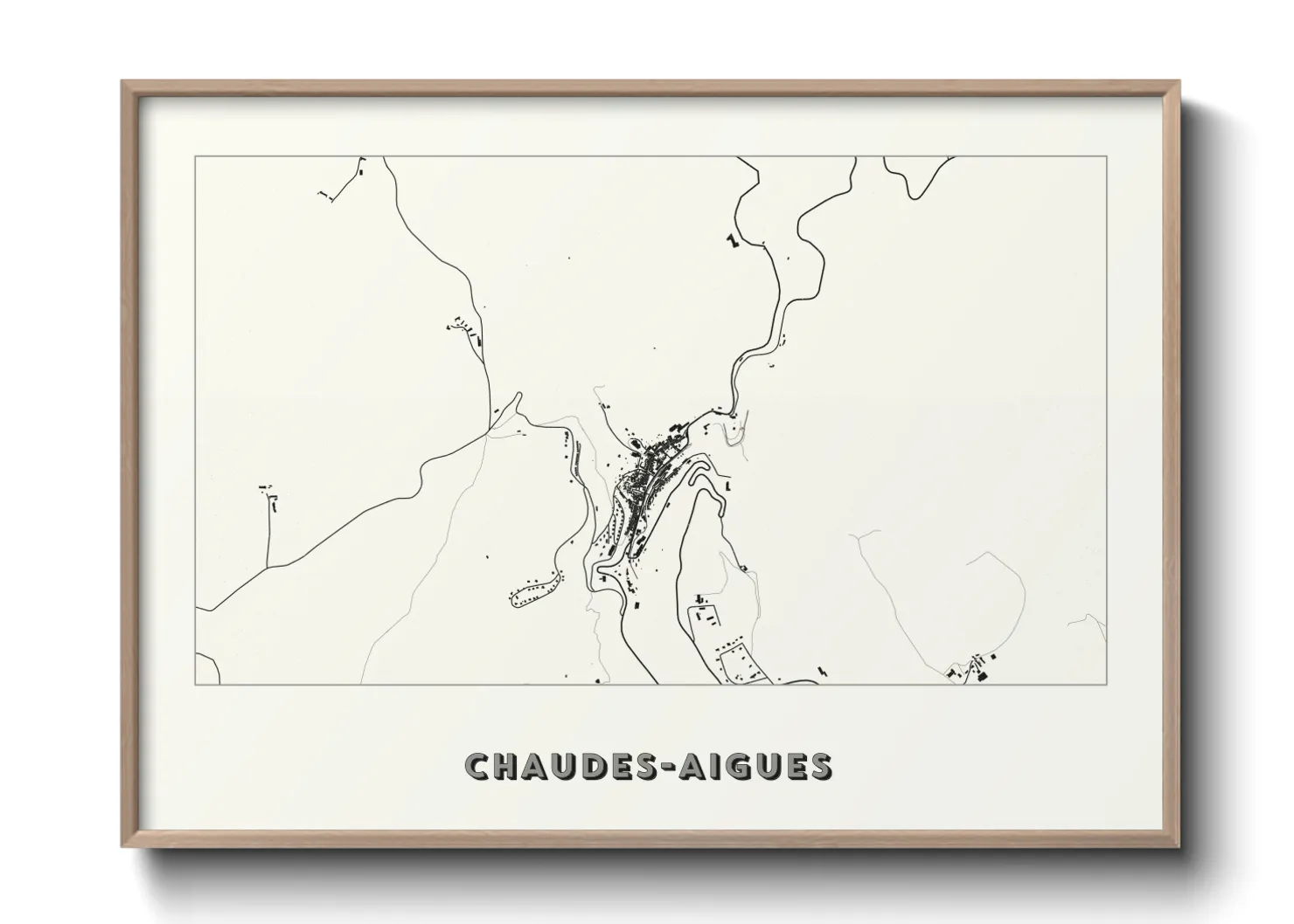 Une affiche de carte sur Chaudes-Aigues