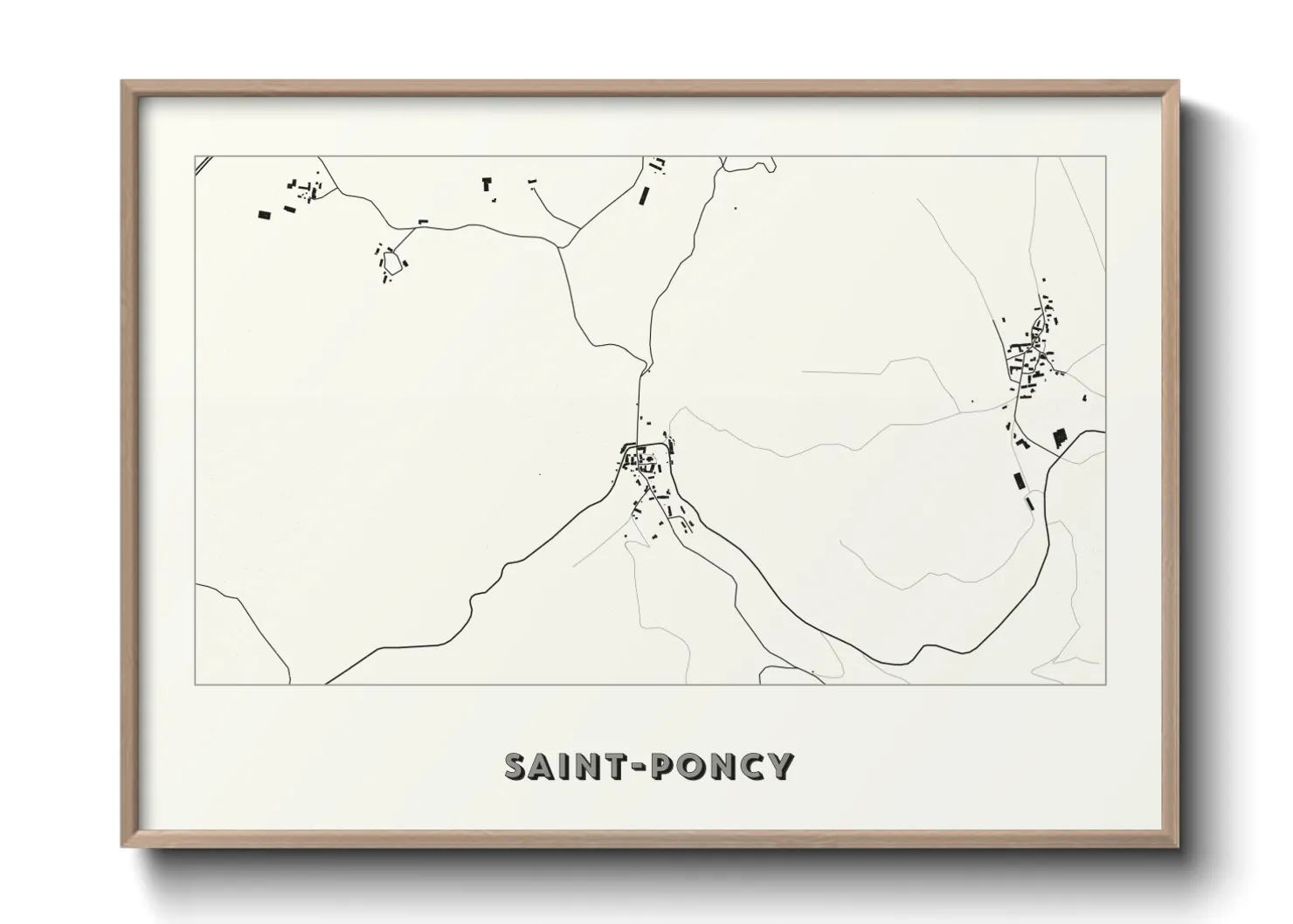 Une affiche de carte sur Saint-Poncy