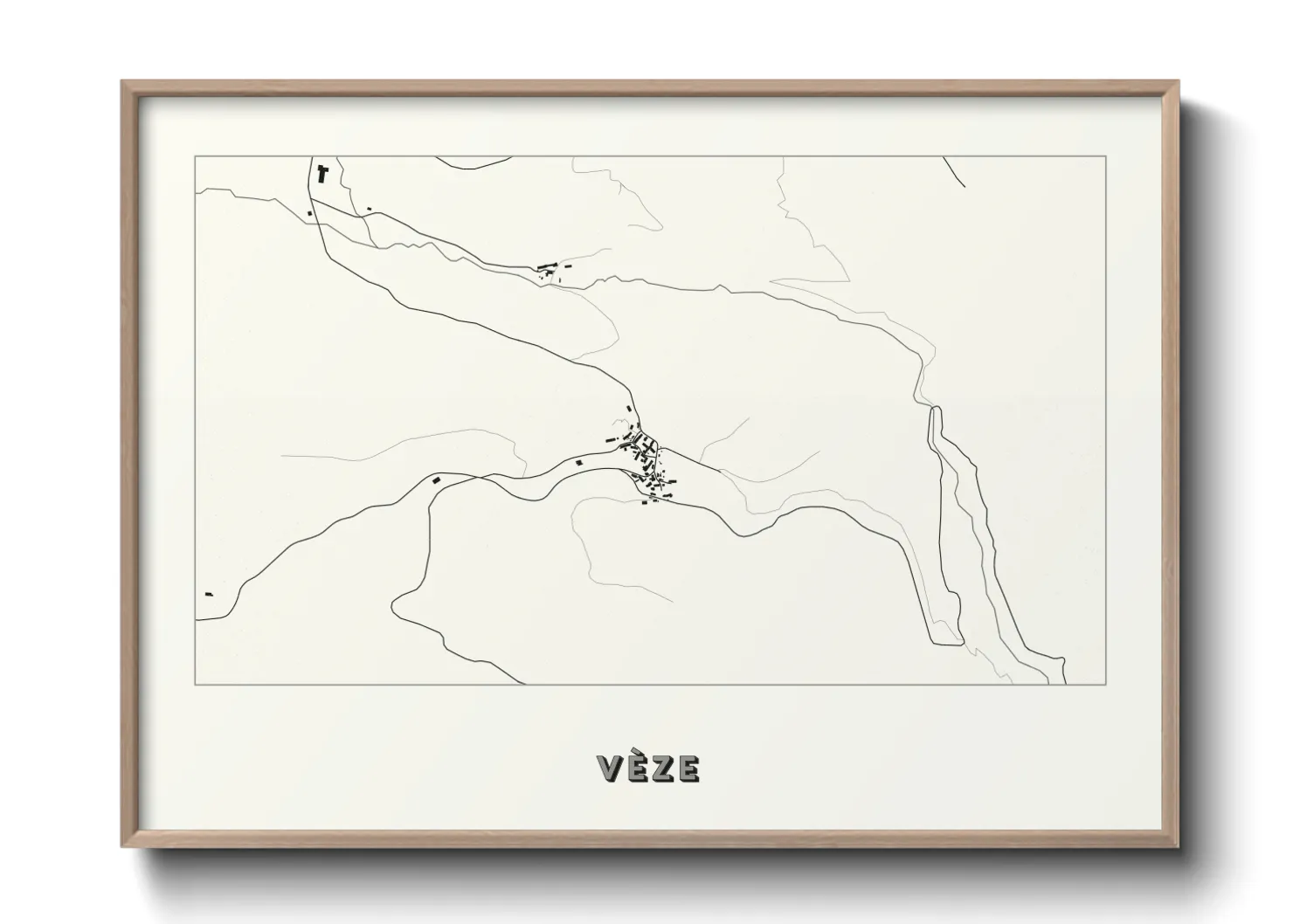 Une affiche de carte sur Vèze