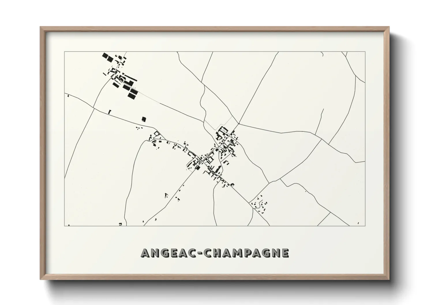 Une affiche de carte sur Angeac-Champagne