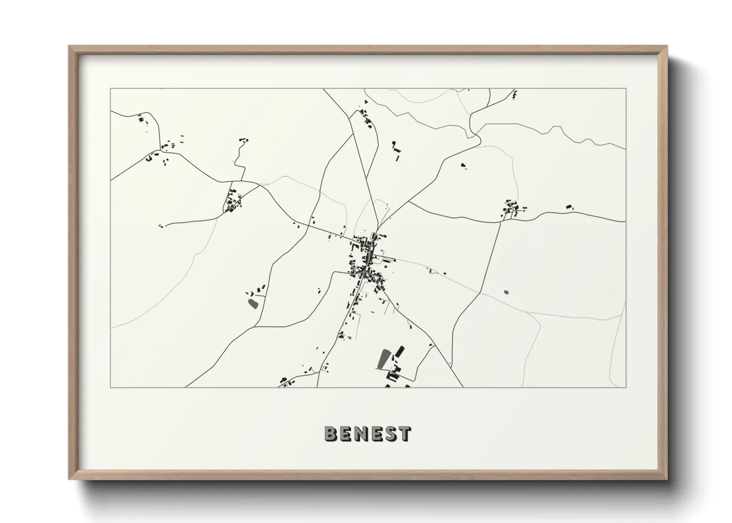 Une affiche de carte sur Benest
