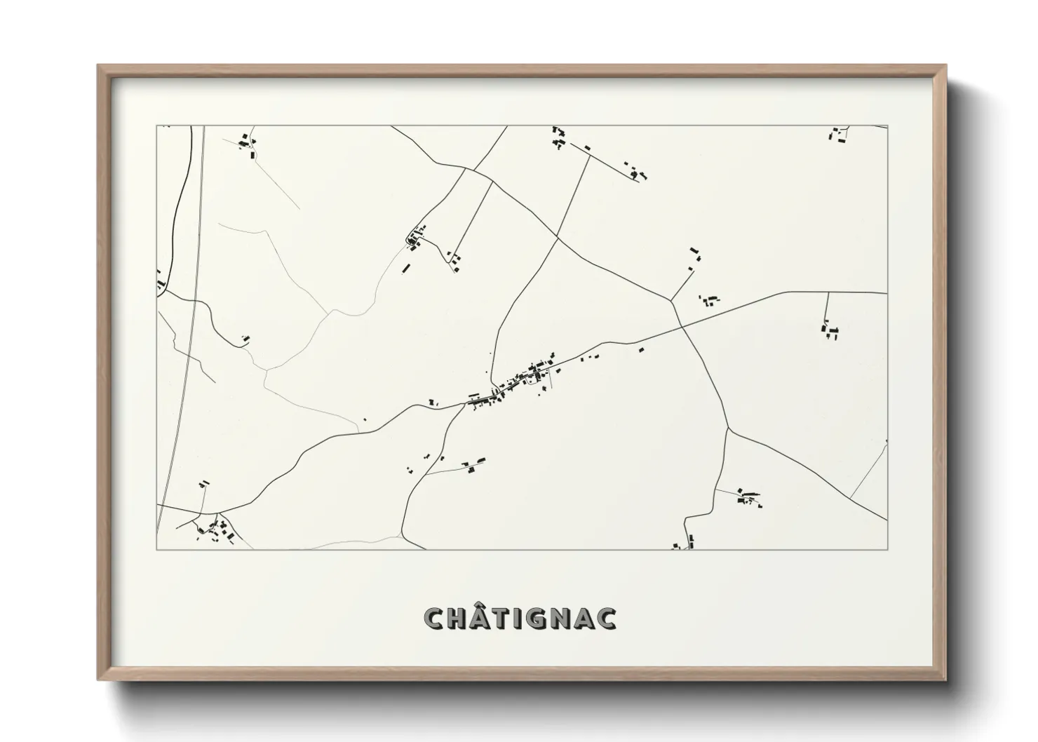 Une affiche de carte sur Châtignac