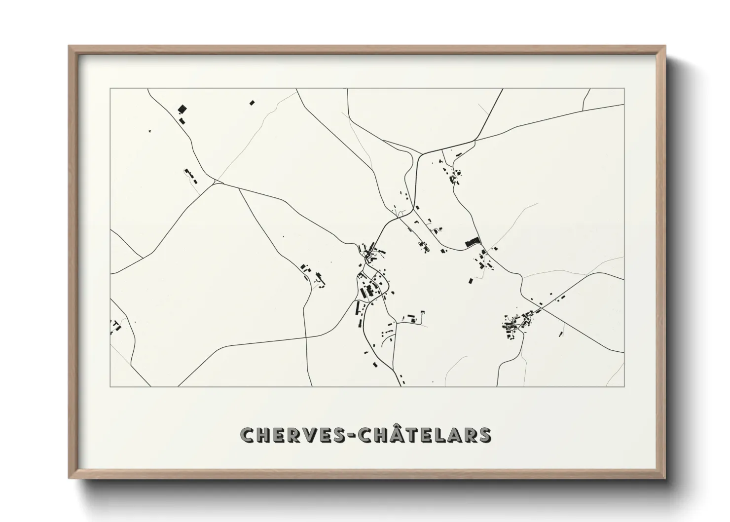 Une affiche de carte sur Cherves-Châtelars