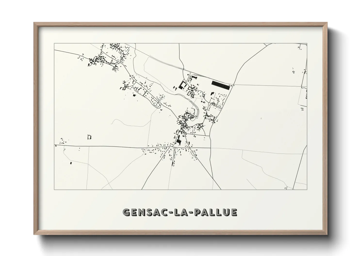 Une affiche de carte sur Gensac-la-Pallue