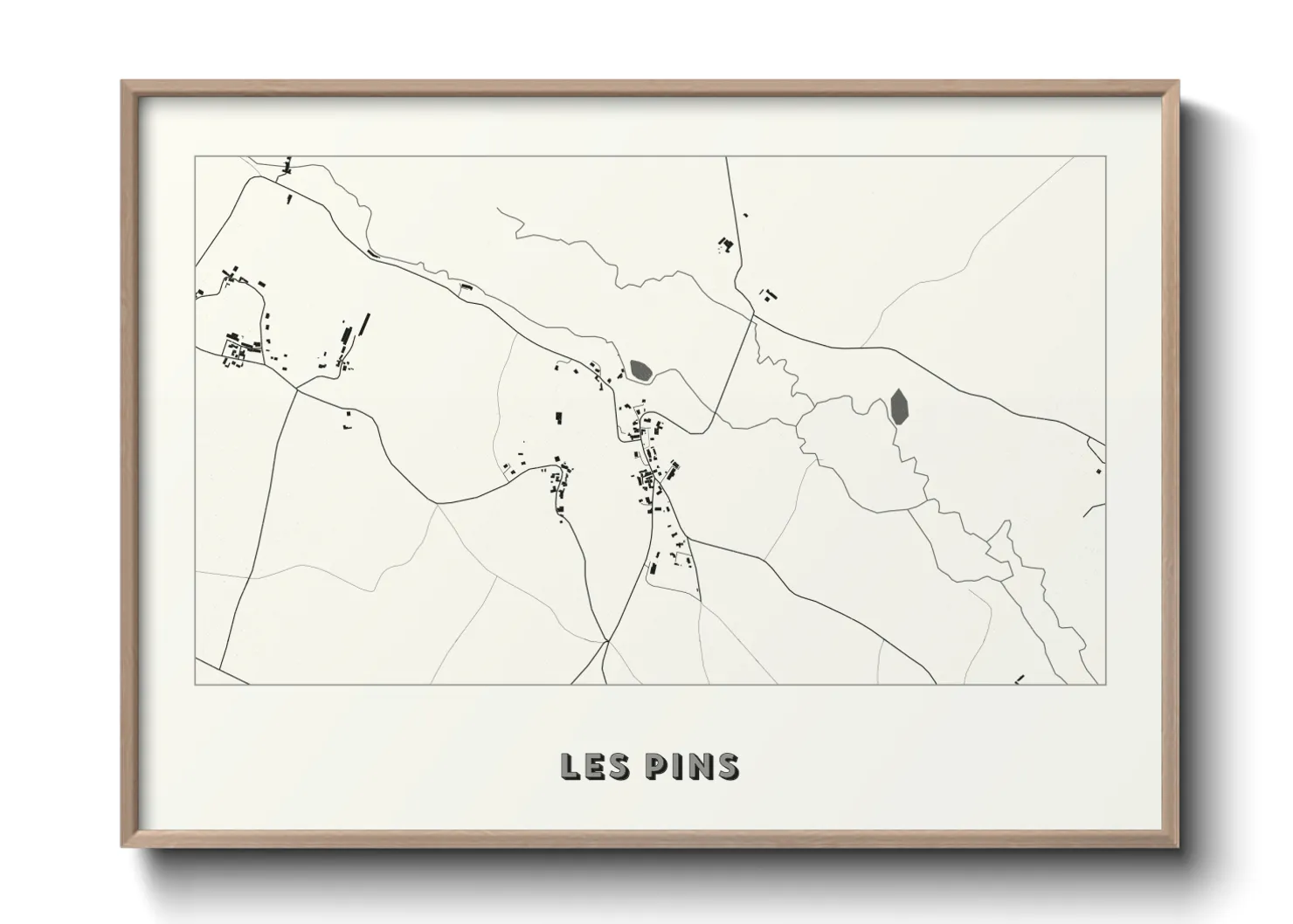 Une affiche de carte sur Les Pins