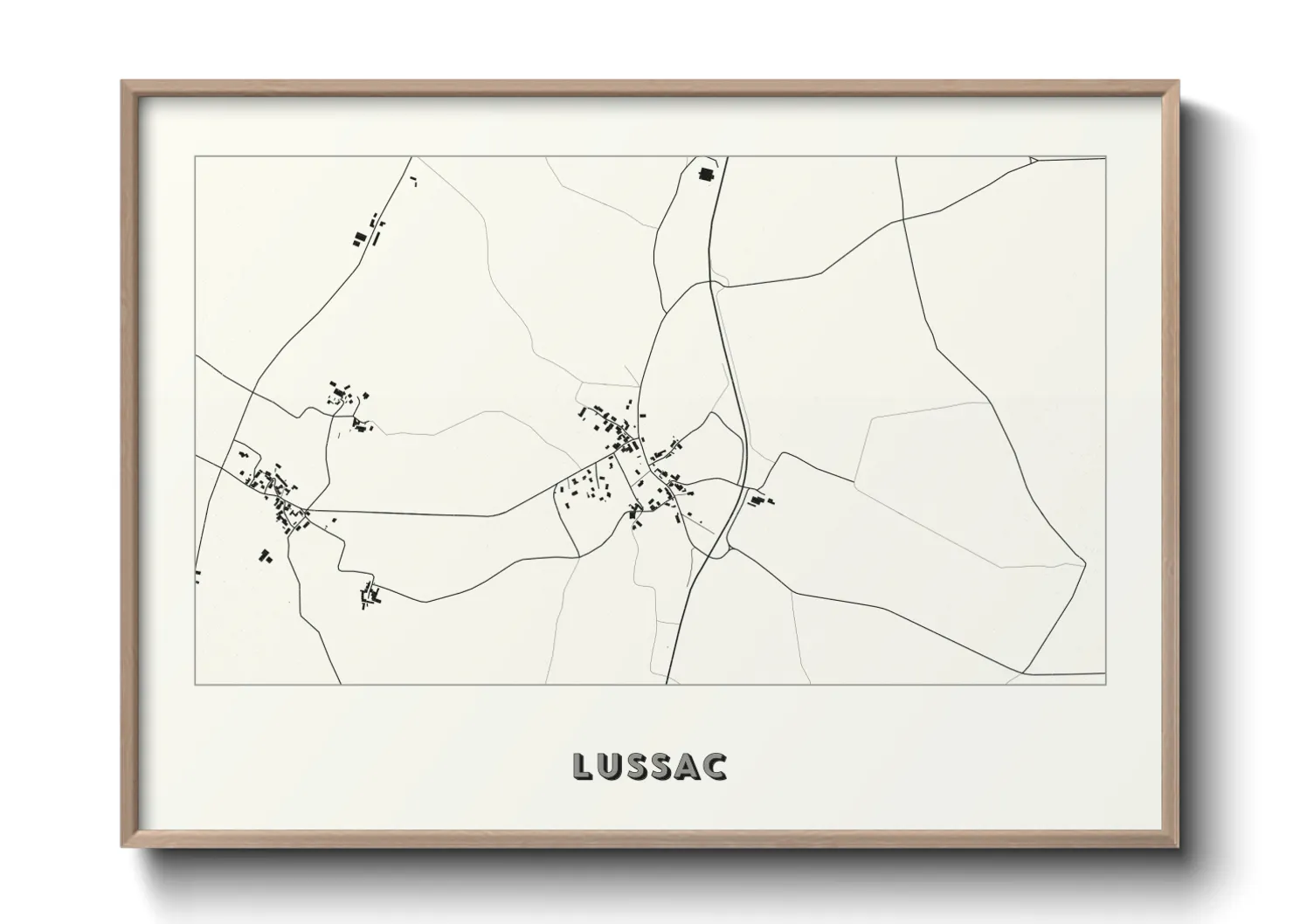 Une affiche de carte sur Lussac