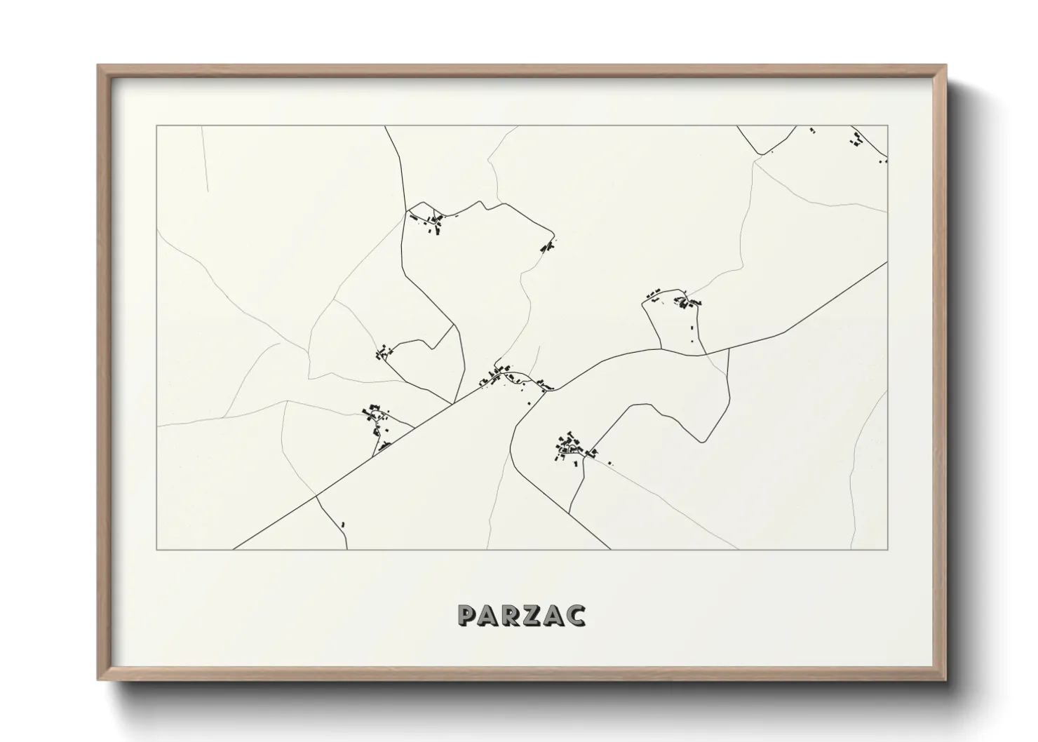 Une affiche de carte sur Parzac