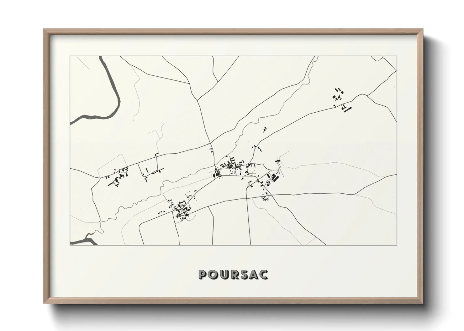 Une affiche de carte sur Poursac