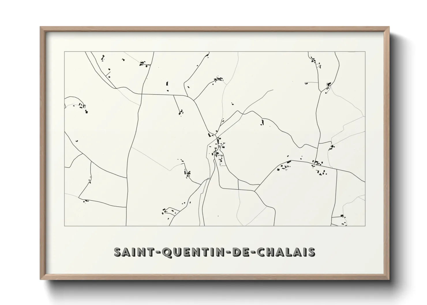Une affiche de carte sur Saint-Quentin-de-Chalais