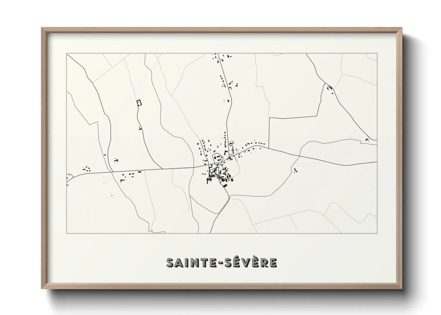 Une affiche de carte sur Sainte-Sévère