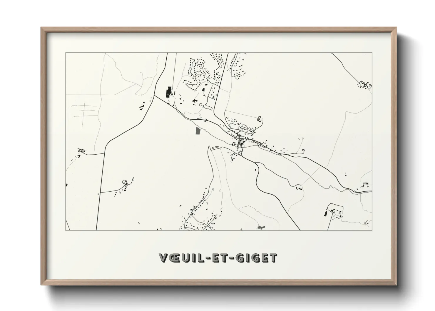 Une affiche de carte sur Vœuil-et-Giget