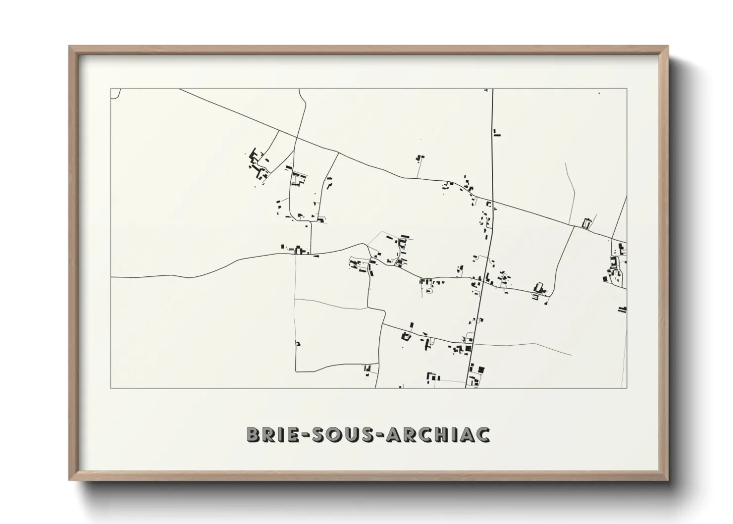Une affiche de carte sur Brie-sous-Archiac