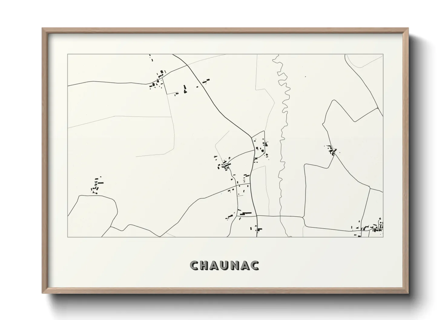 Une affiche de carte sur Chaunac