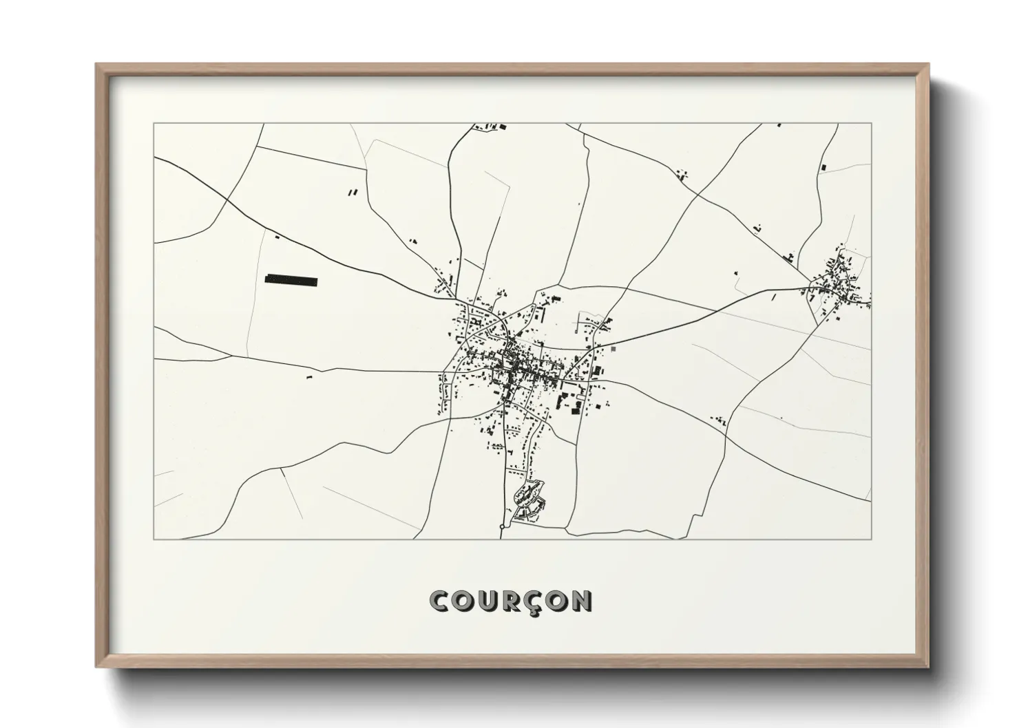 Une affiche de carte sur Courçon