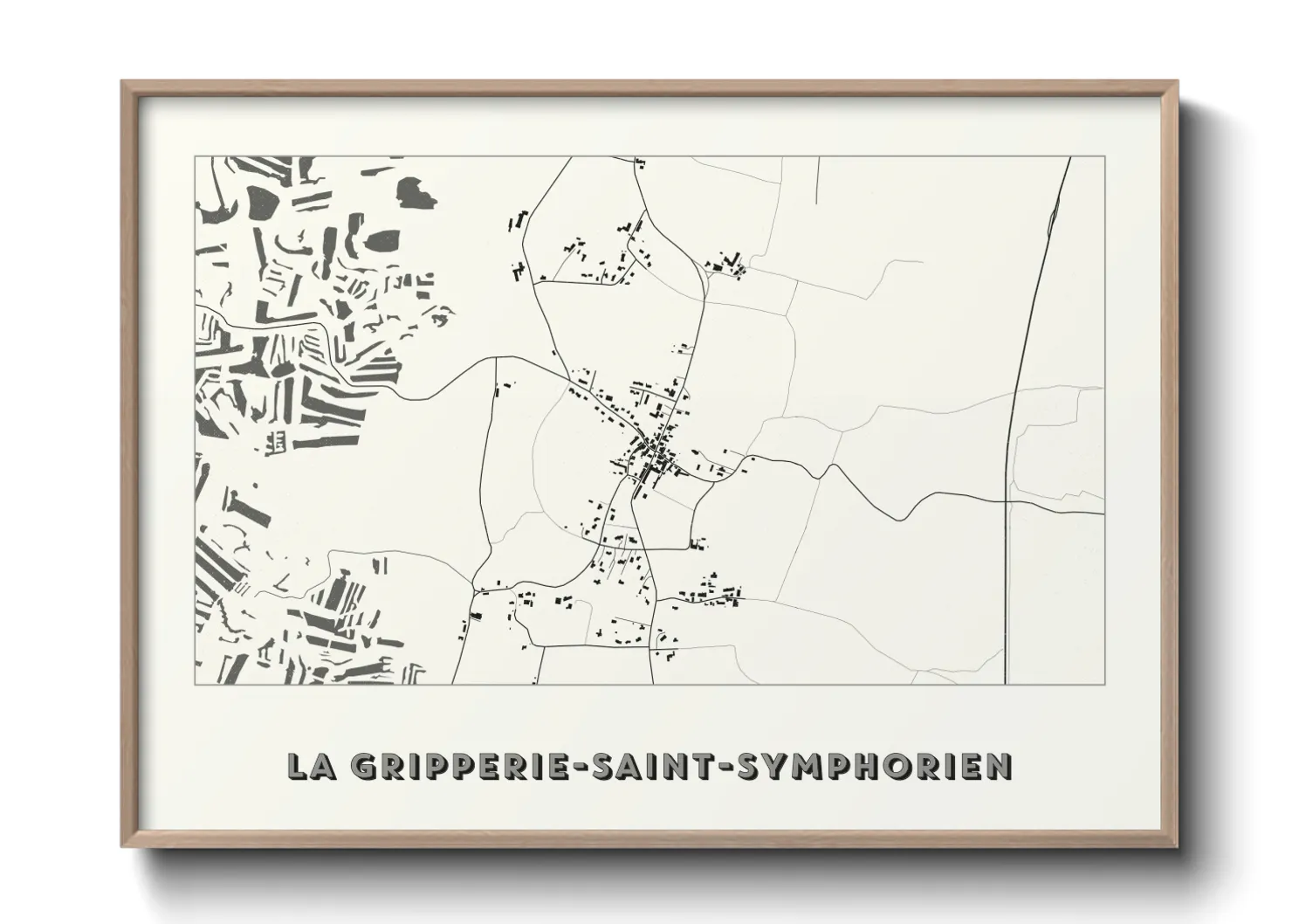 Une affiche de carte sur La Gripperie-Saint-Symphorien