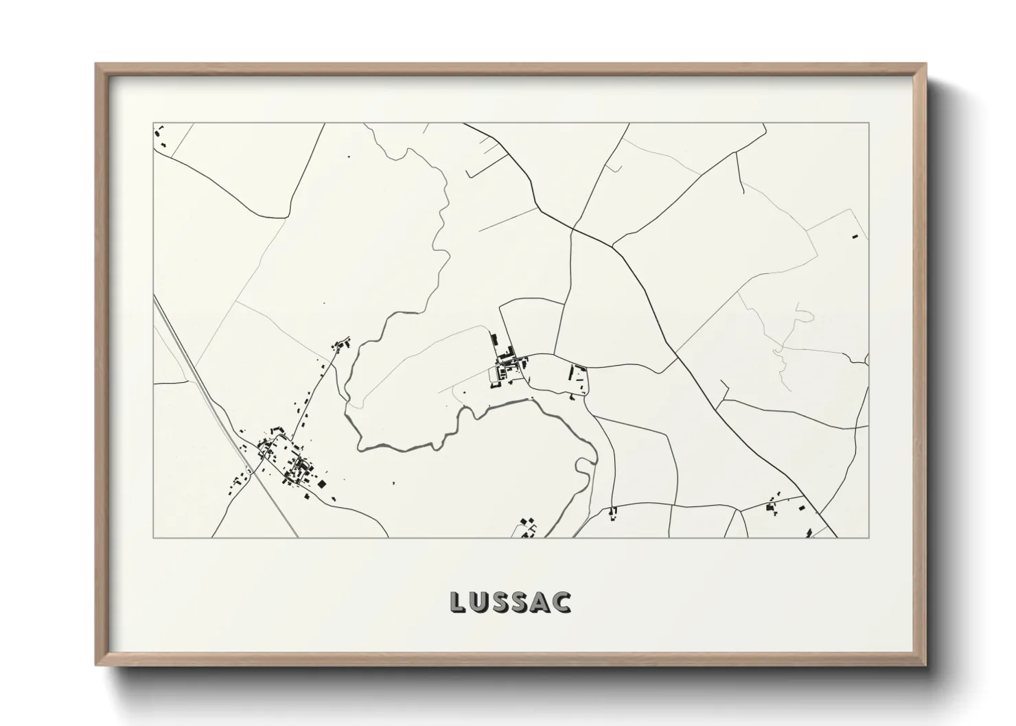 Une affiche de carte sur Lussac