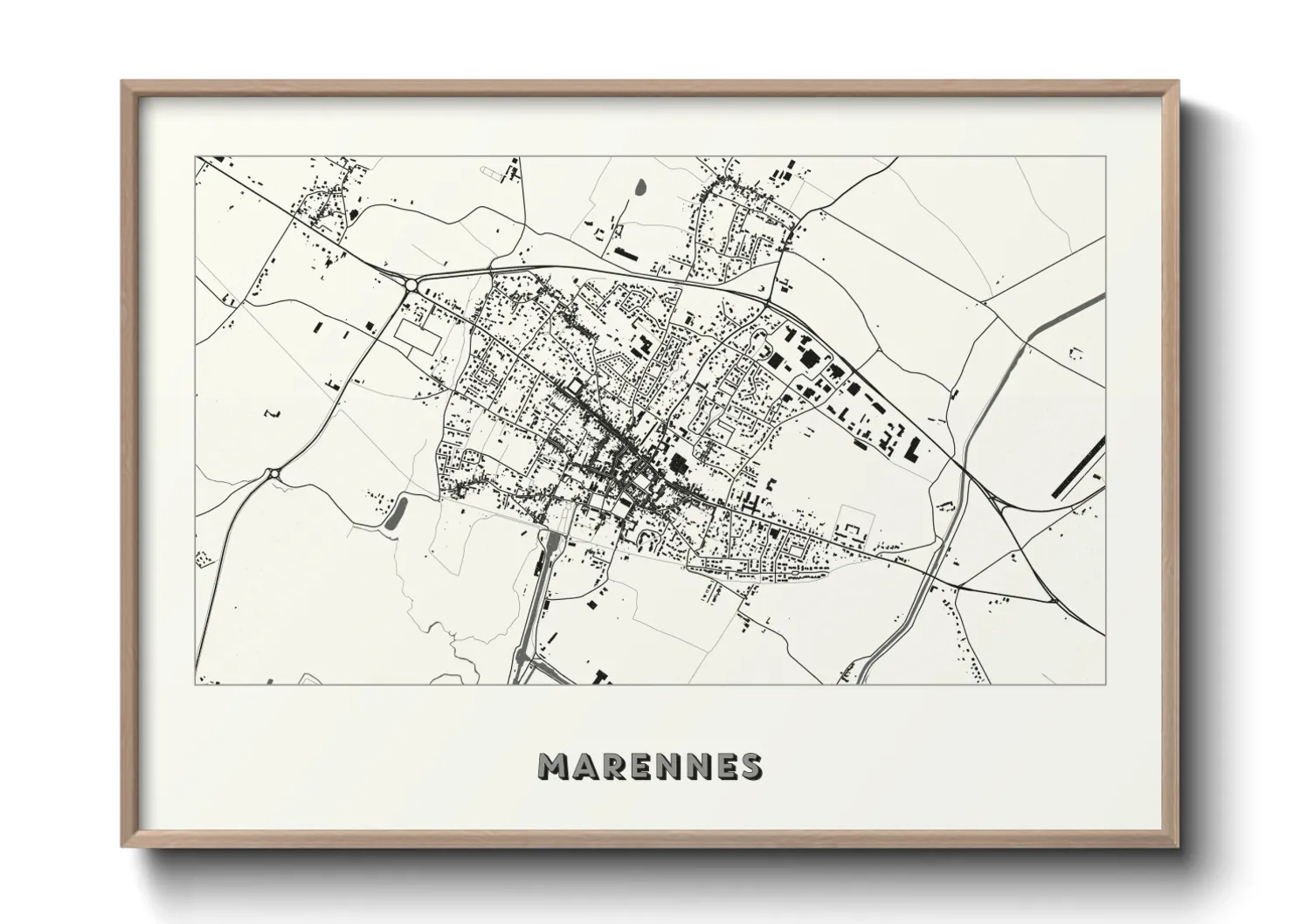 Une affiche de carte sur Marennes