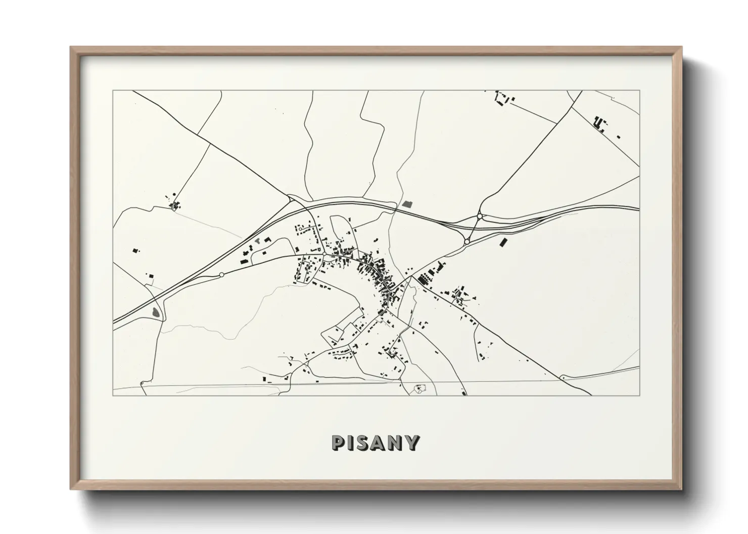 Une affiche de carte sur Pisany