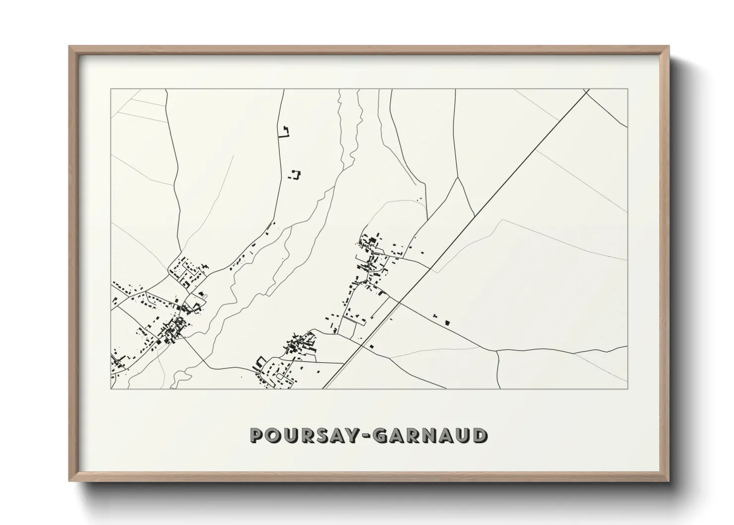 Une affiche de carte sur Poursay-Garnaud