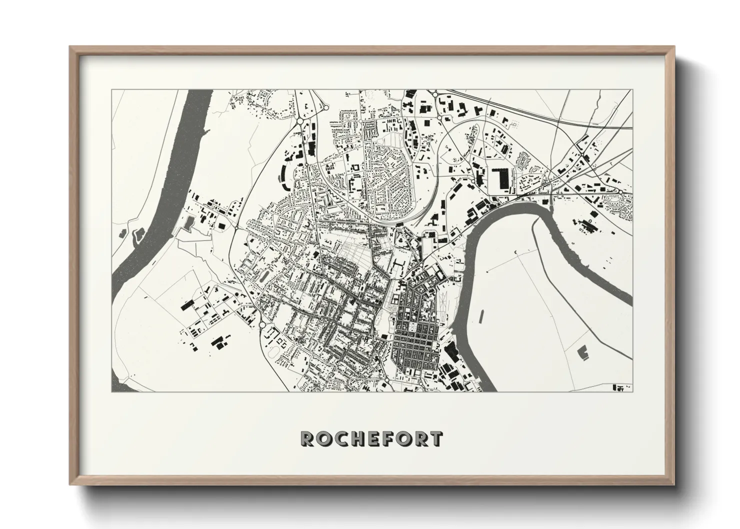 Une affiche de carte sur Rochefort