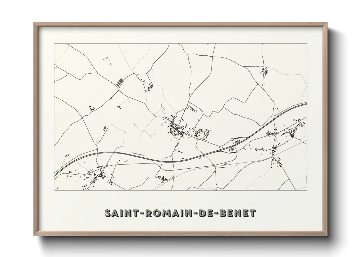 Une affiche de carte sur Saint-Romain-de-Benet