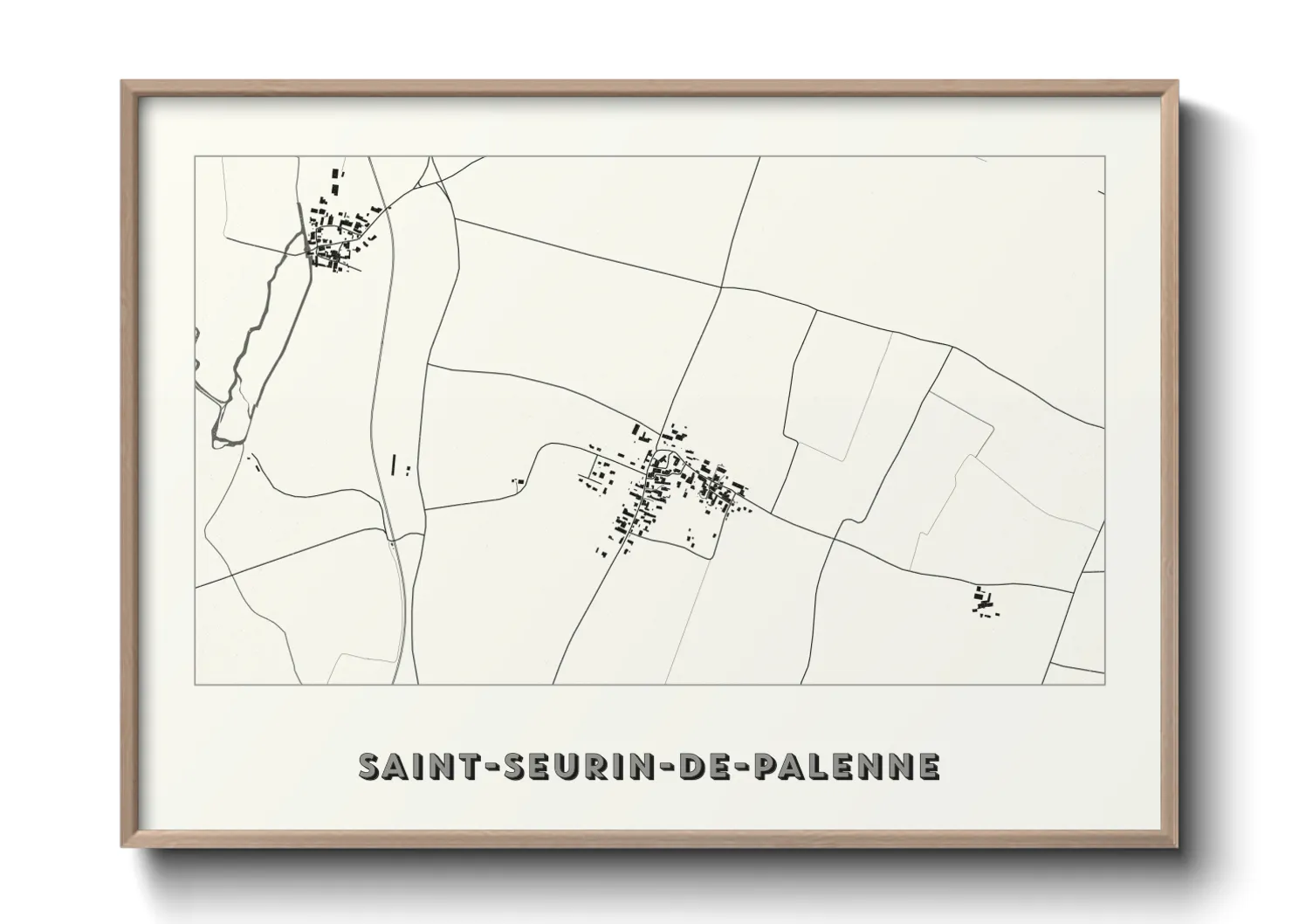 Une affiche de carte sur Saint-Seurin-de-Palenne