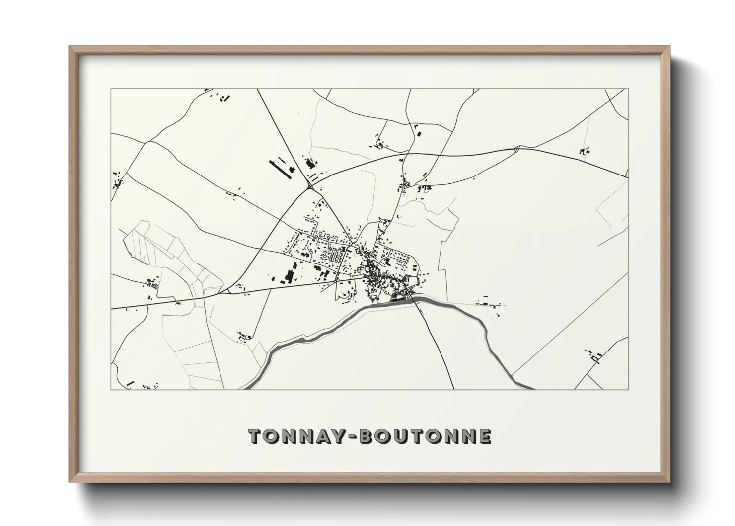 Une affiche de carte sur Tonnay-Boutonne