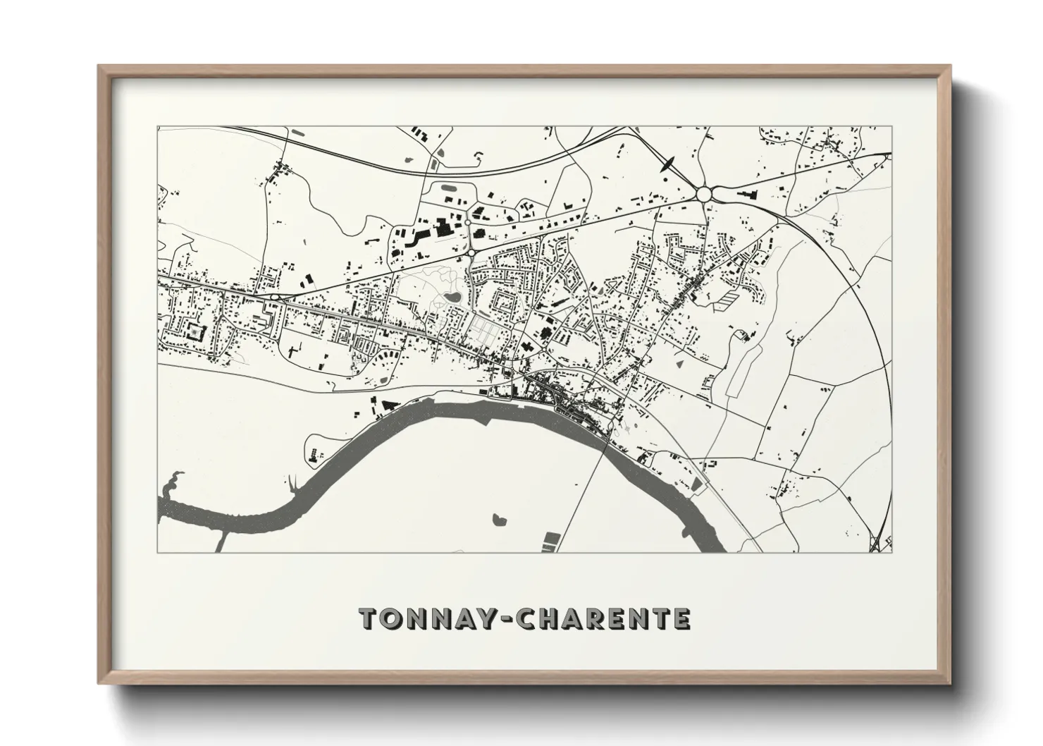 Une affiche de carte sur Tonnay-Charente