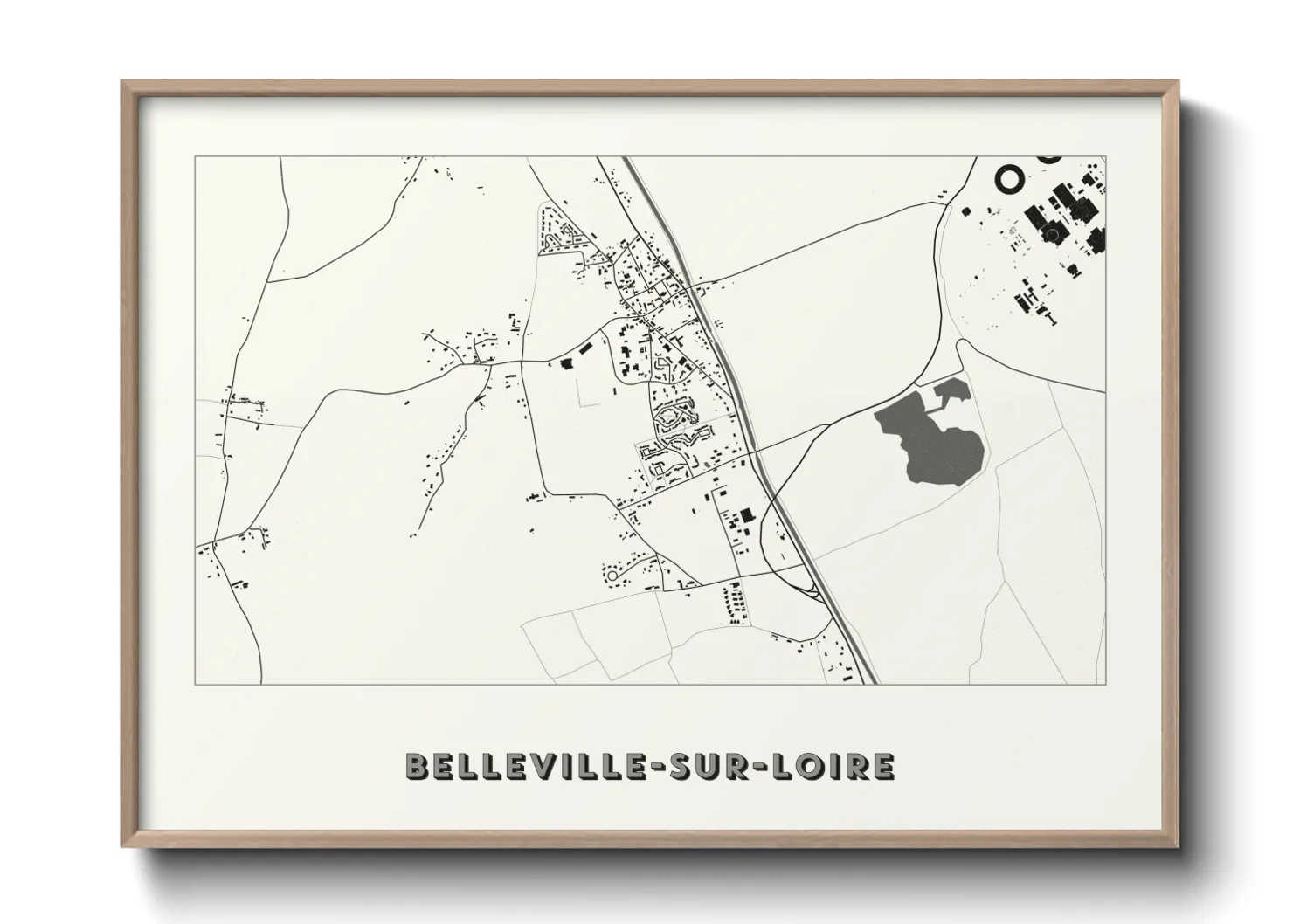 Une affiche de carte sur Belleville-sur-Loire