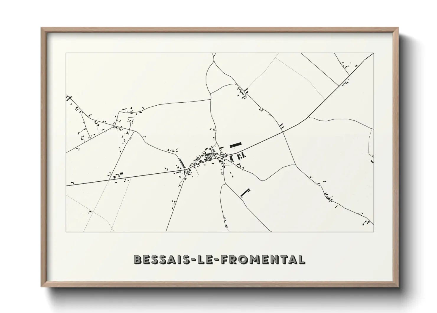 Une affiche de carte sur Bessais-le-Fromental