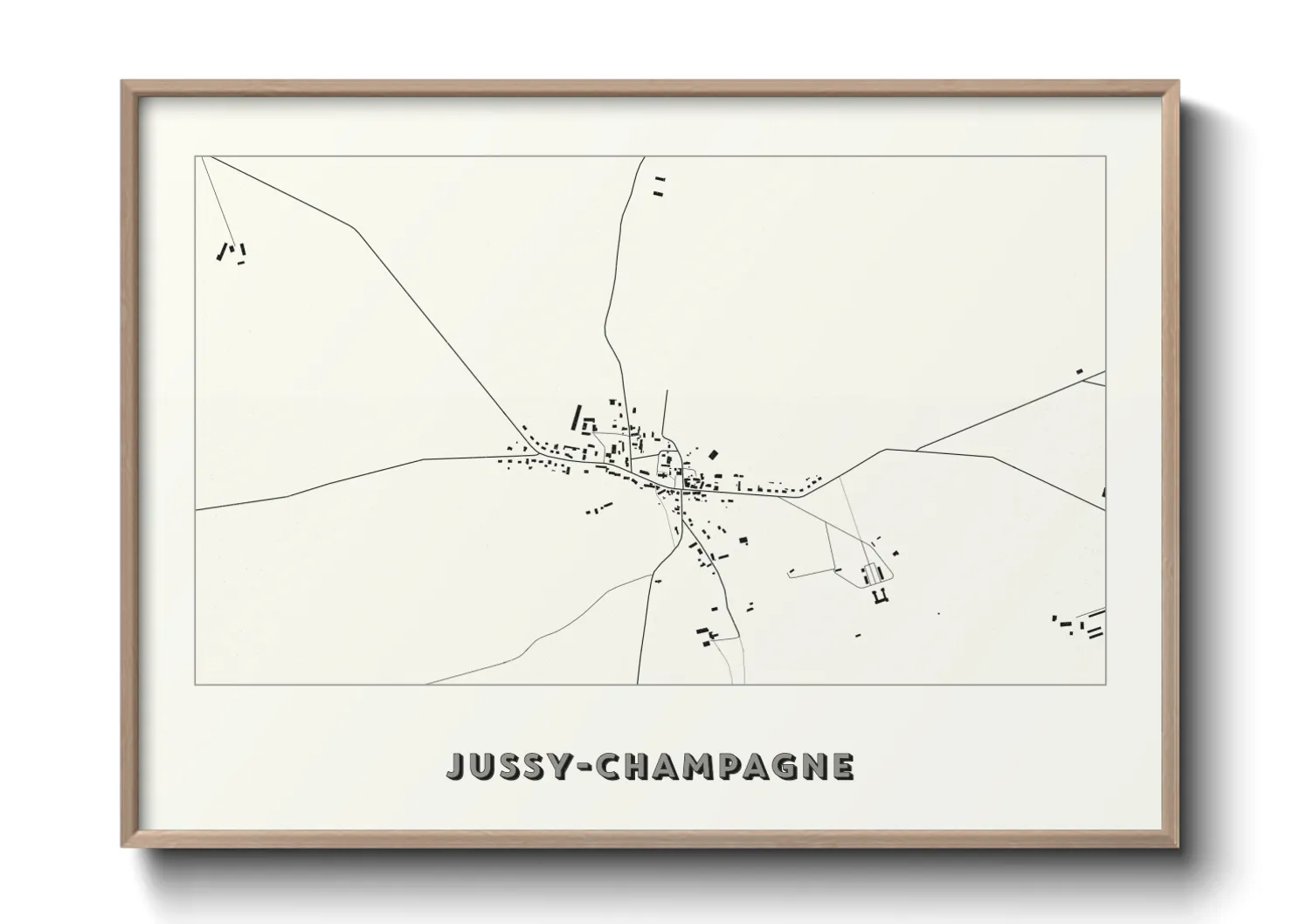 Une affiche de carte sur Jussy-Champagne