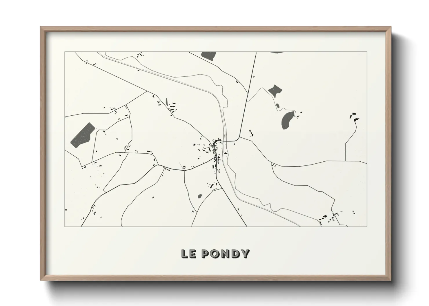 Une affiche de carte sur Le Pondy