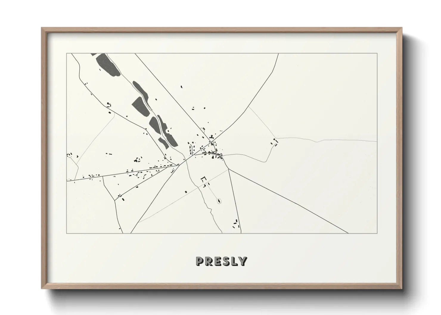 Une affiche de carte sur Presly