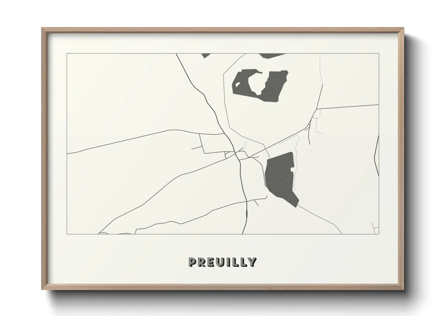 Une affiche de carte sur Preuilly