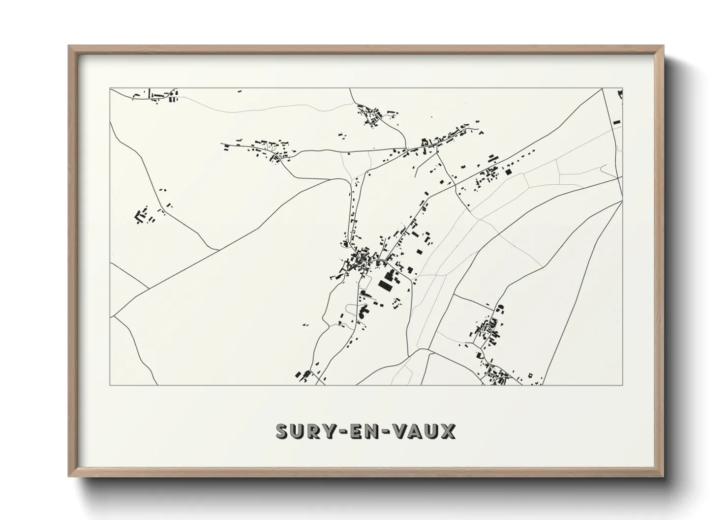 Une affiche de carte sur Sury-en-Vaux