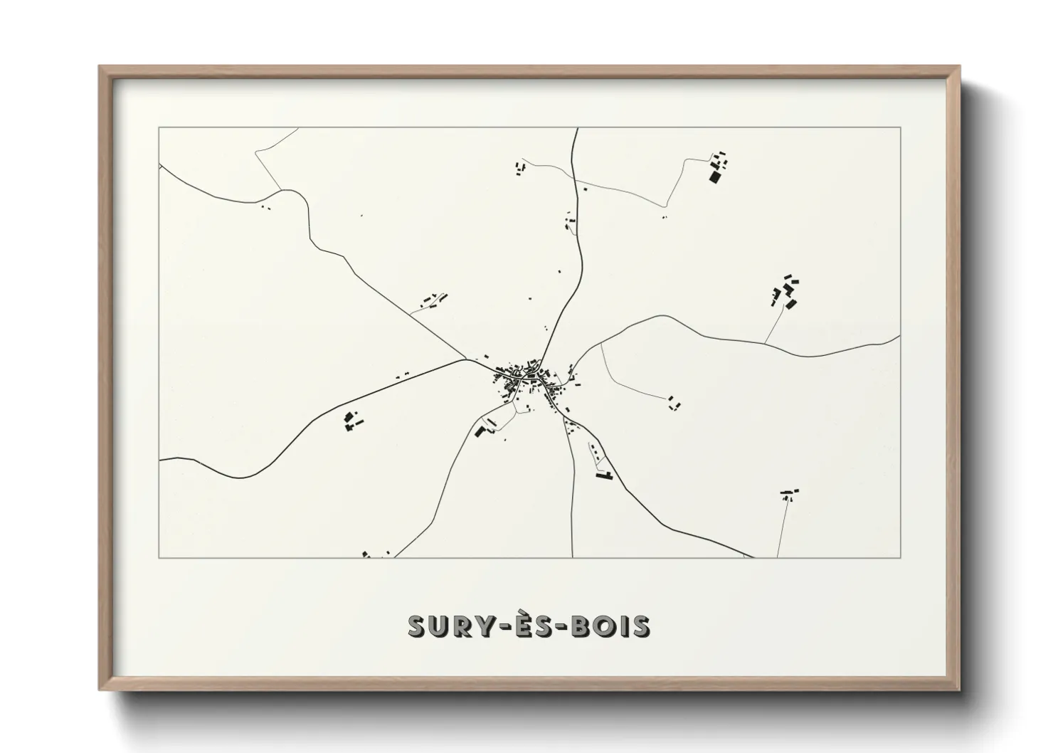 Une affiche de carte sur Sury-ès-Bois
