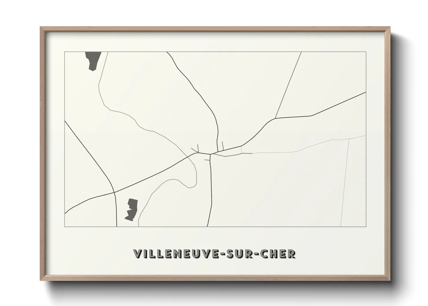 Une affiche de carte sur Villeneuve-sur-Cher