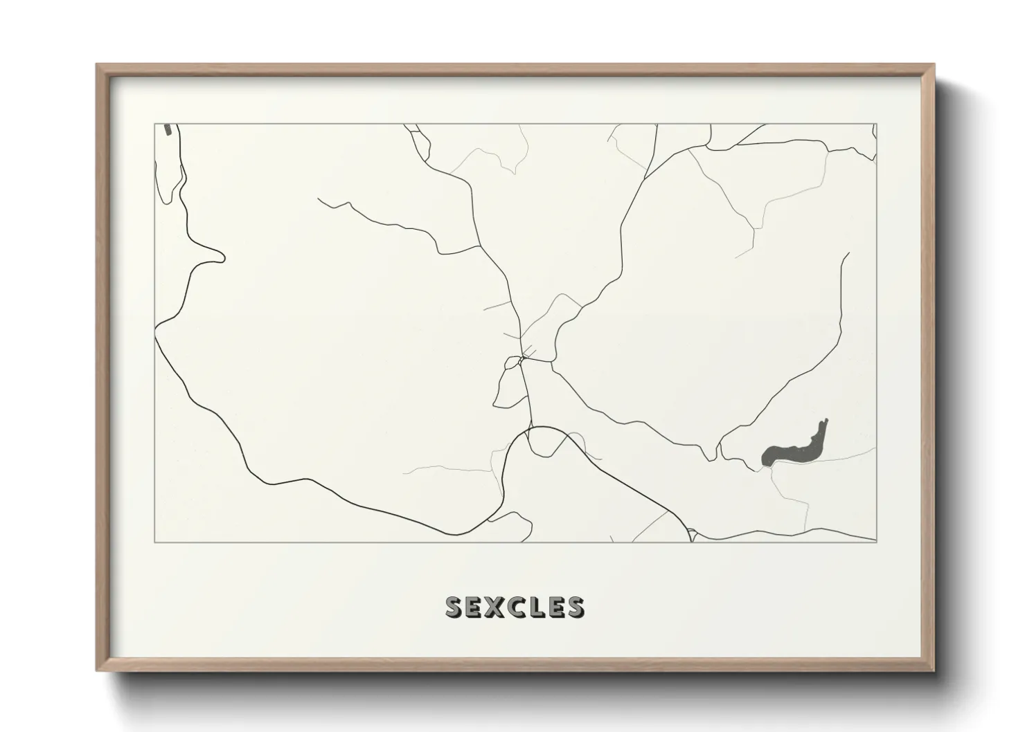 Une affiche de carte sur Sexcles