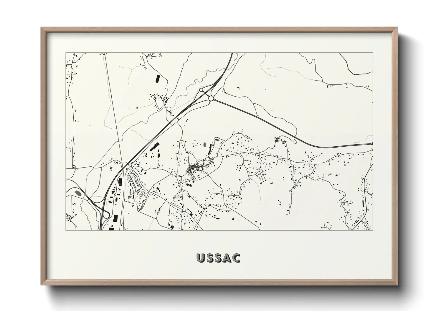 Une affiche de carte sur Ussac