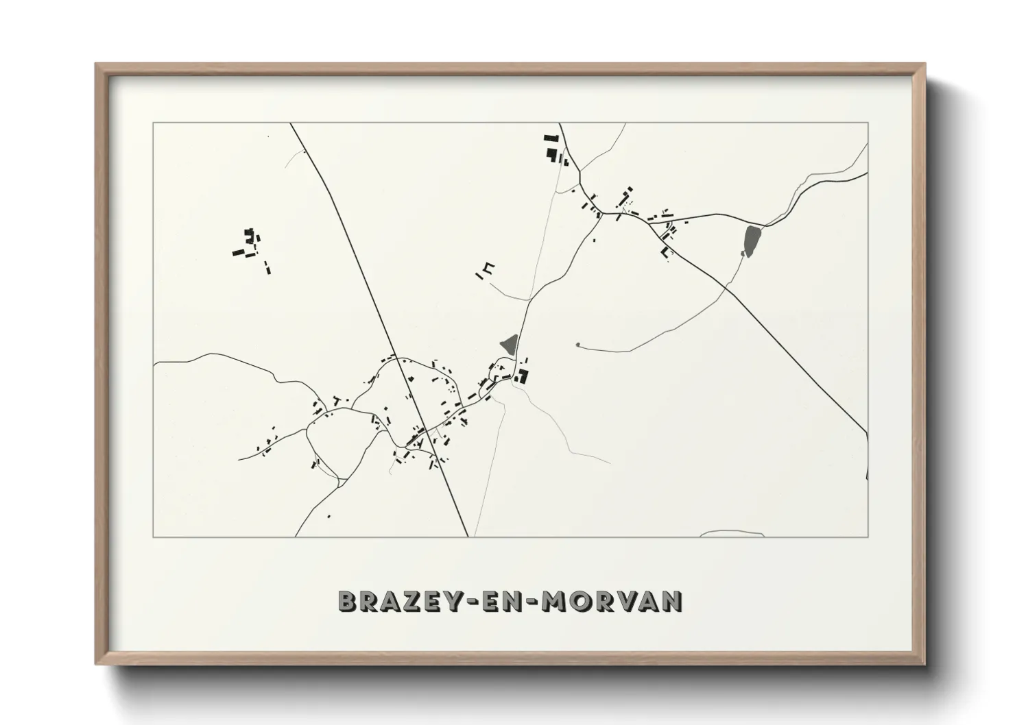 Une affiche de carte sur Brazey-en-Morvan