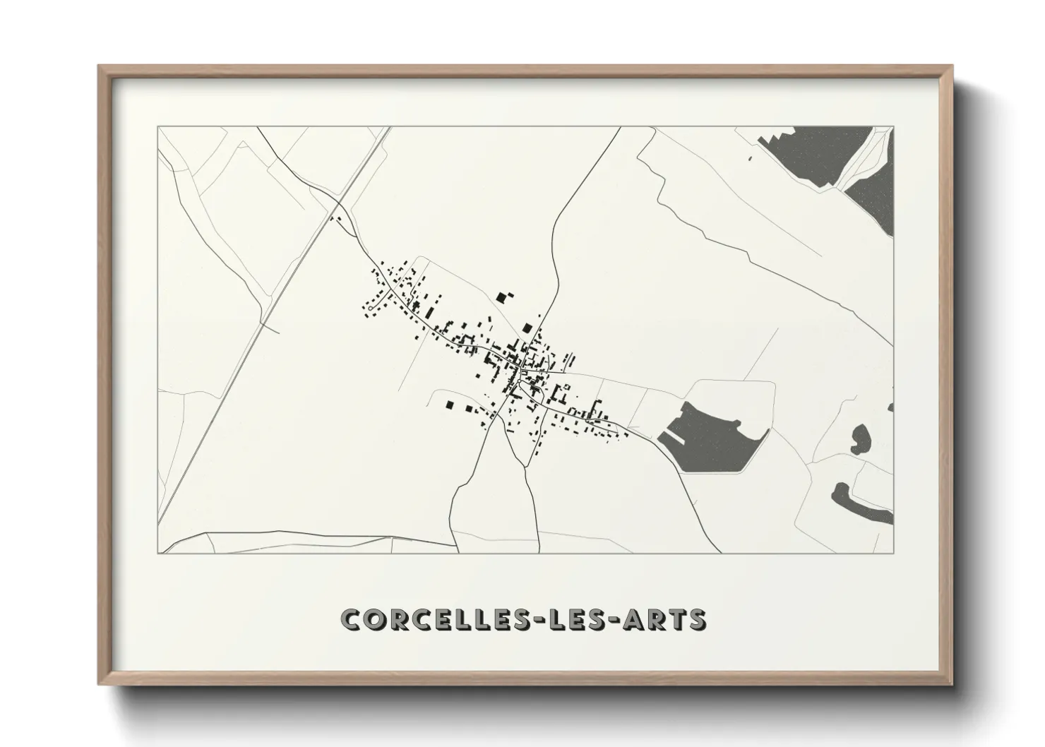 Une affiche de carte sur Corcelles-les-Arts