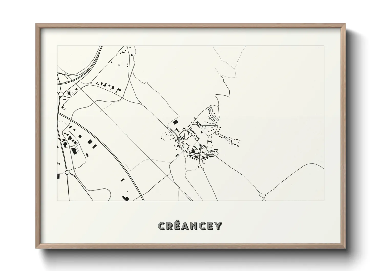 Une affiche de carte sur Créancey