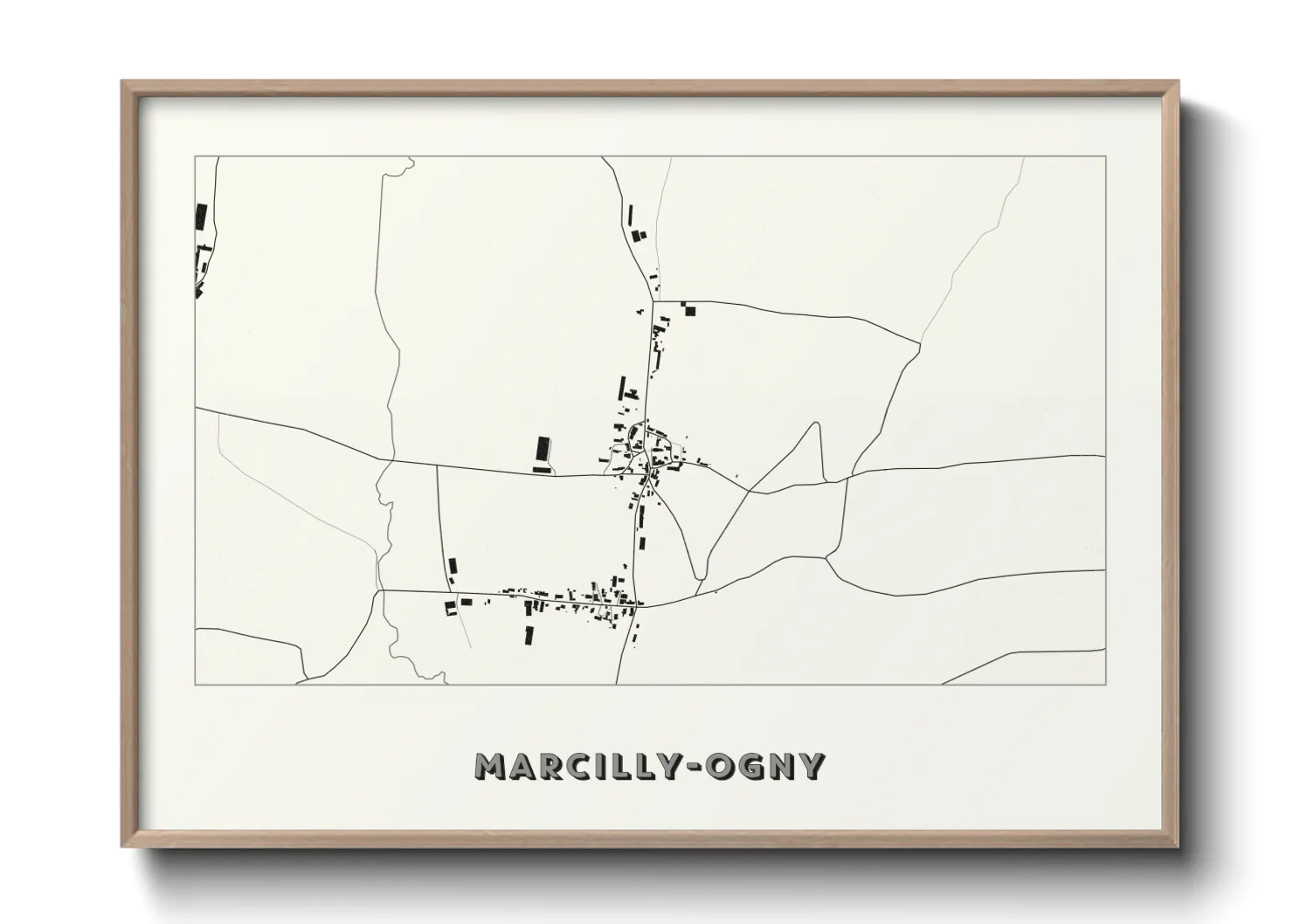 Une affiche de carte sur Marcilly-Ogny
